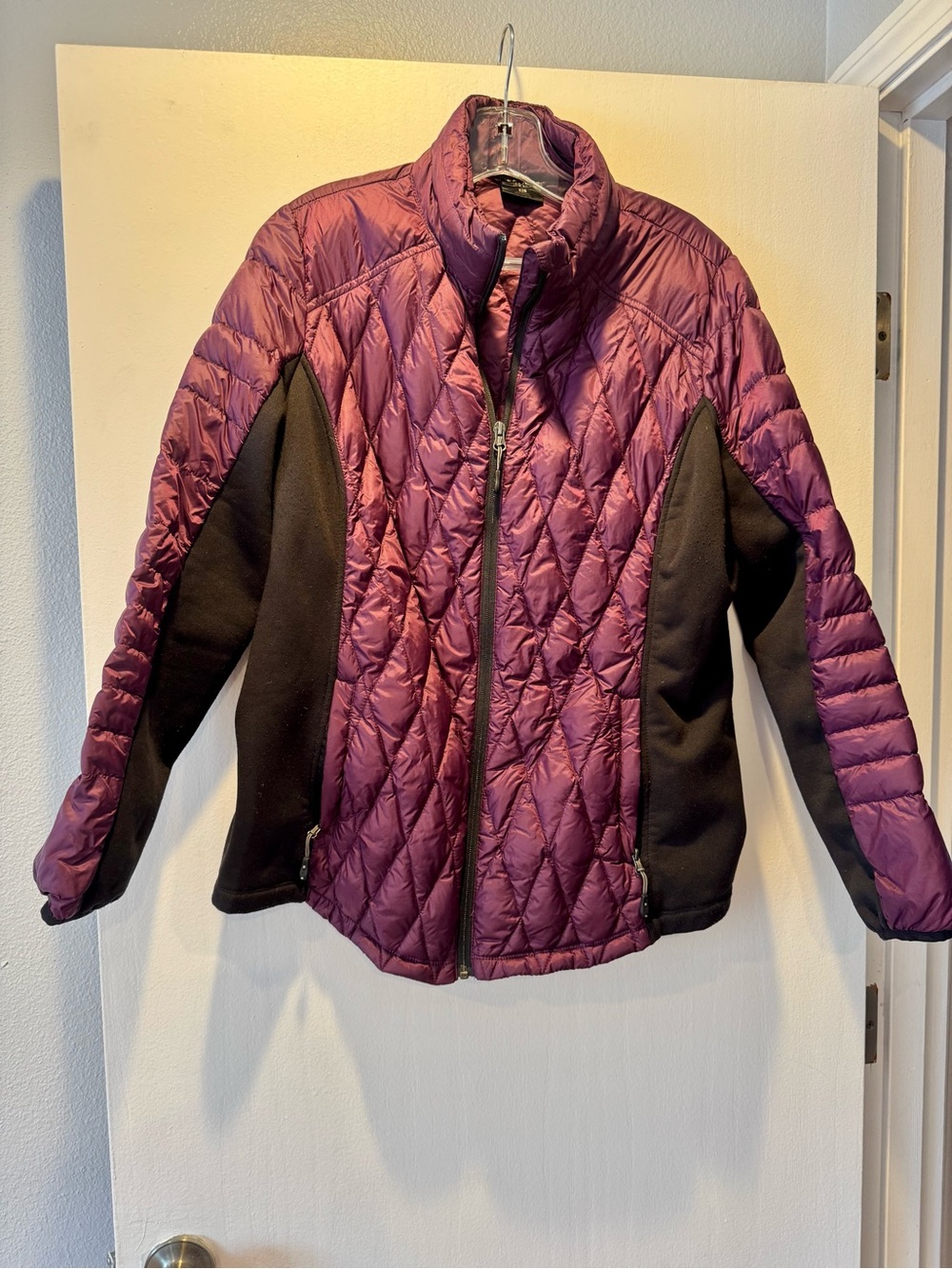 32 Degrees Quilted Purple Puffer Jacket with Black Side Panels